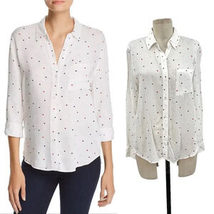 Rails‎ Rocsi White Mutlicolor Hearts Printed Button Down Shirt Size XS